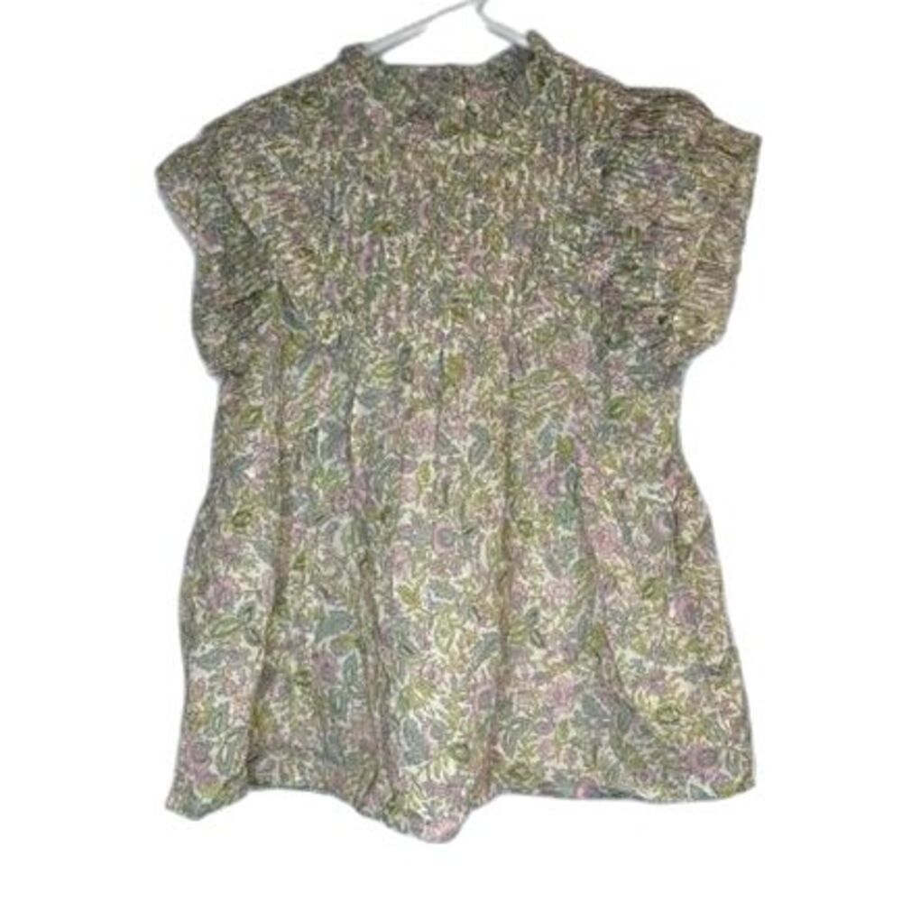 NWT House of Harlow Smocked Floral Josepha Pink Print Flowy Blouse Size S